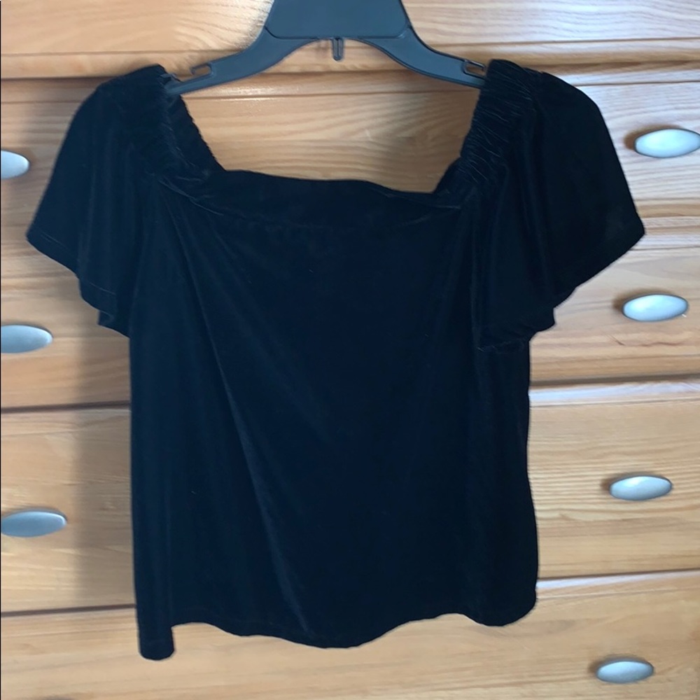 Velvet Off the Shoulder Shirt